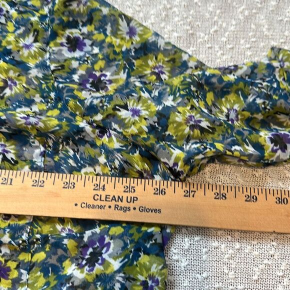 LANE BRYANT 22/24 Sheer Long Sleeve Green Blue Floret Floral Blouse NWT 22 24 - Picture 7 of 8